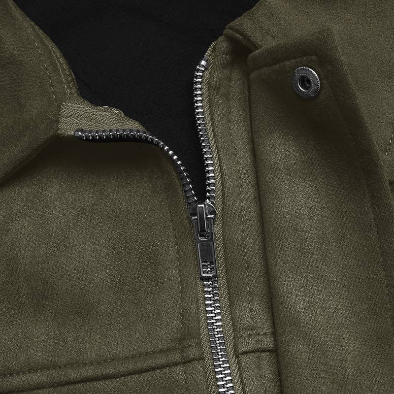 Suede-like velvet military green lapel jacket