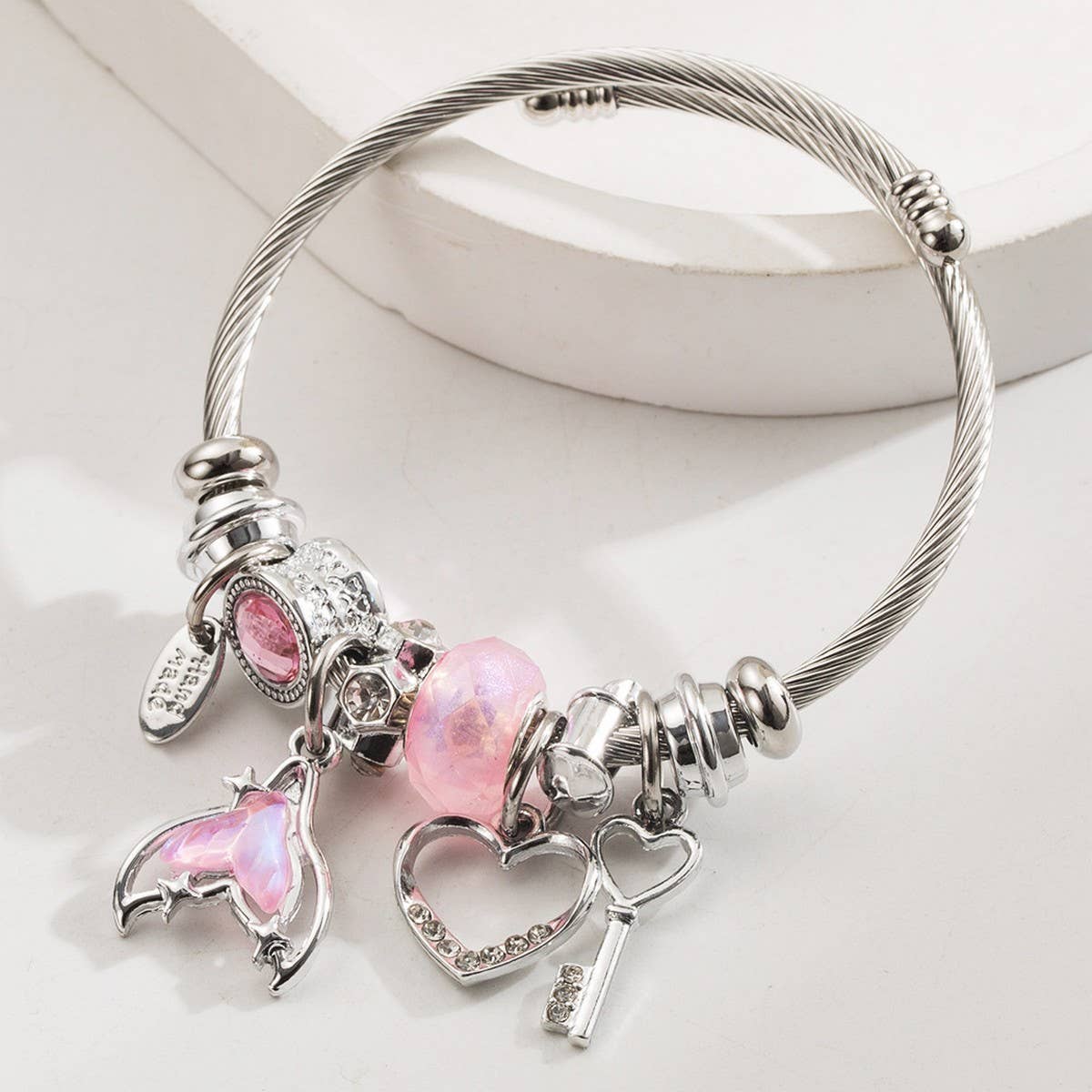 Trendy Stainless Steel Mermaid Tail Heart Bracelet