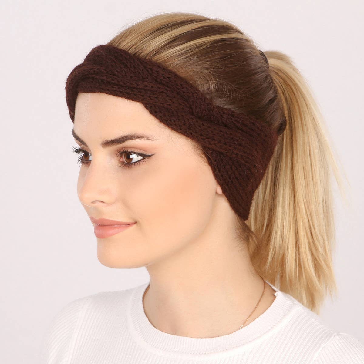 WARM KNITTED FLAT CROSS YARN HEADBAND