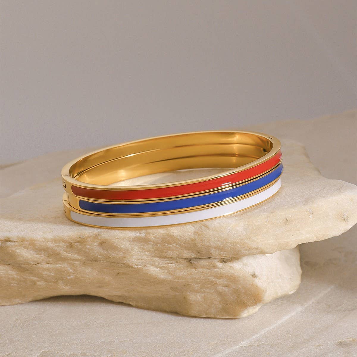 Titanium Steel Enamel Clasp Bracelet, Luxury Style