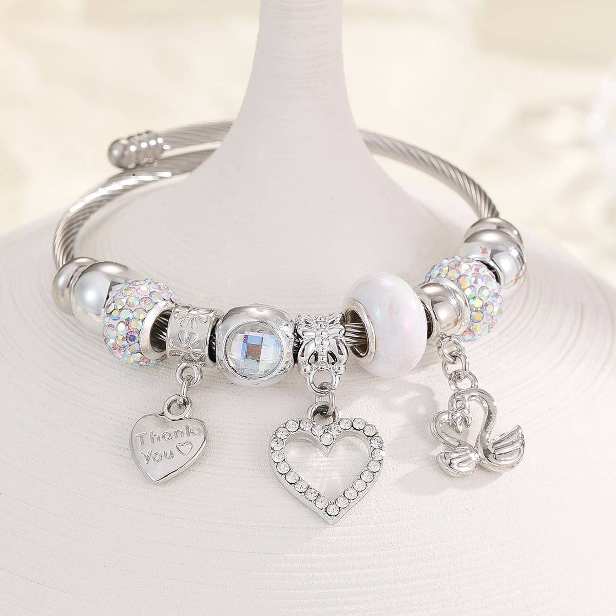 DIY Heart Charm Silver Jingle Bracelet