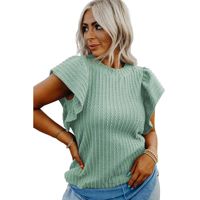 Stylish solid textured crew-neck knitwear