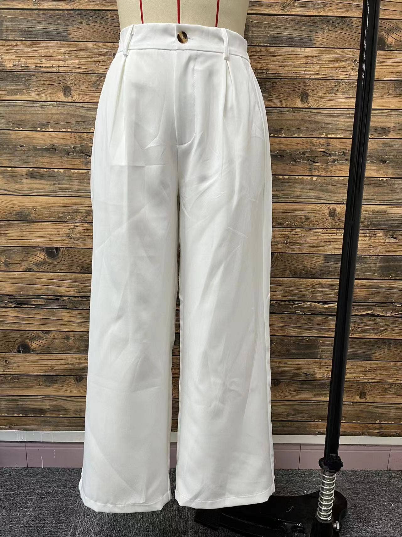 HIGH-WAISTED WIDE-LEG STRAIGHT LEG SLACKS