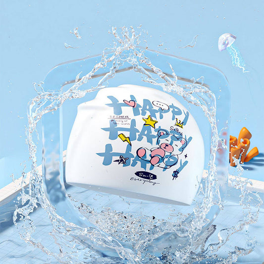 Kids' Silicone Swim Cap?Cute Print, Ear Protection