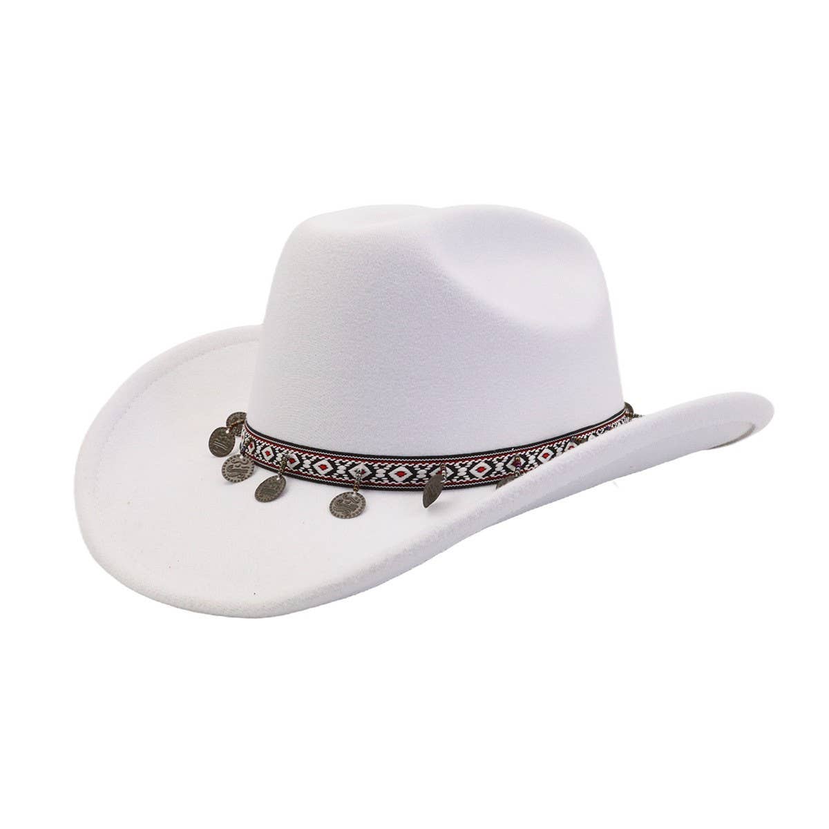 New Western Ethnic Wool Cowboy Fedora Hat_CWAH04467