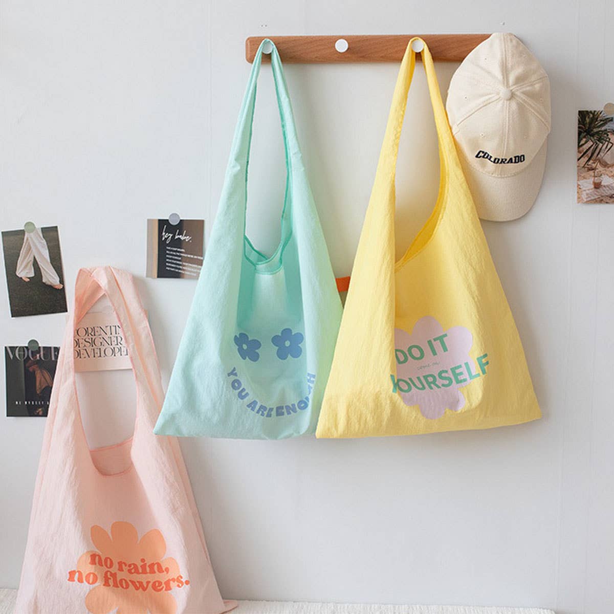 Fresh Letter Print Canvas Tote Bag for Students_CWAB5637