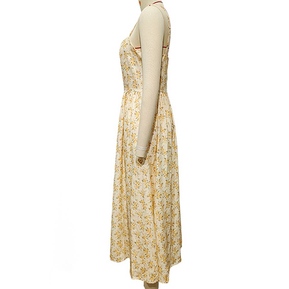 Printed backless sexy long halter dress