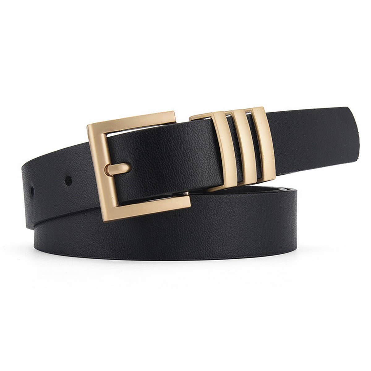 MATTE KOREAN-STYLE METAL SQUARE BUCKLE BELT