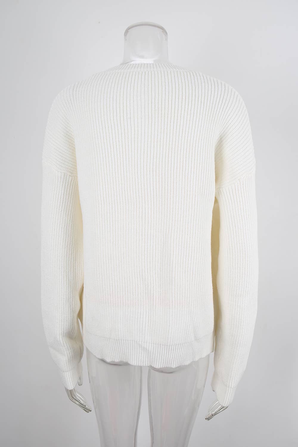 Round-neck solid-color knitted Cardigan