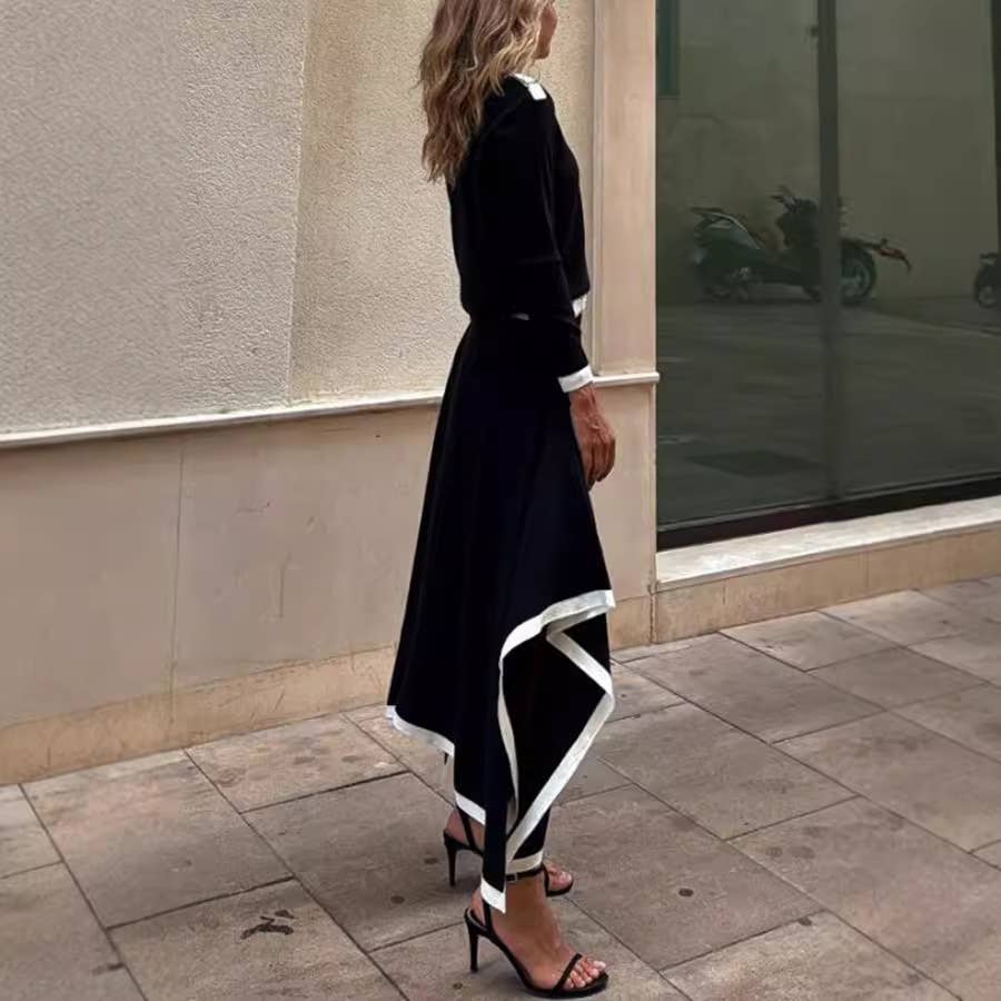 LONG SLEEVE IRREGULAR SOLID COLOR SKIRT SET