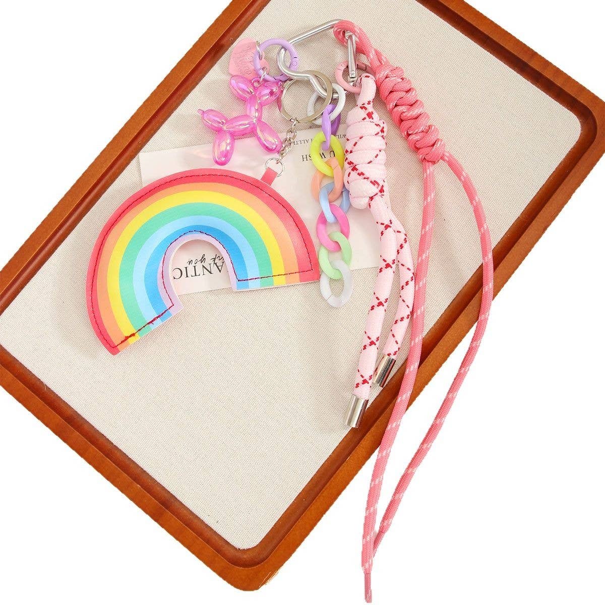 Leather Rainbow Pendant ? Bold Bag & Key Charm