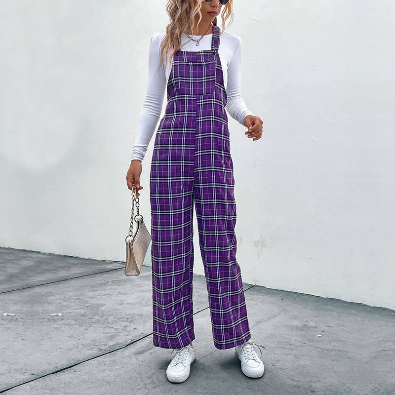 WOMEN'S STYLISH BAGGY PLAID SUSPENDERS
