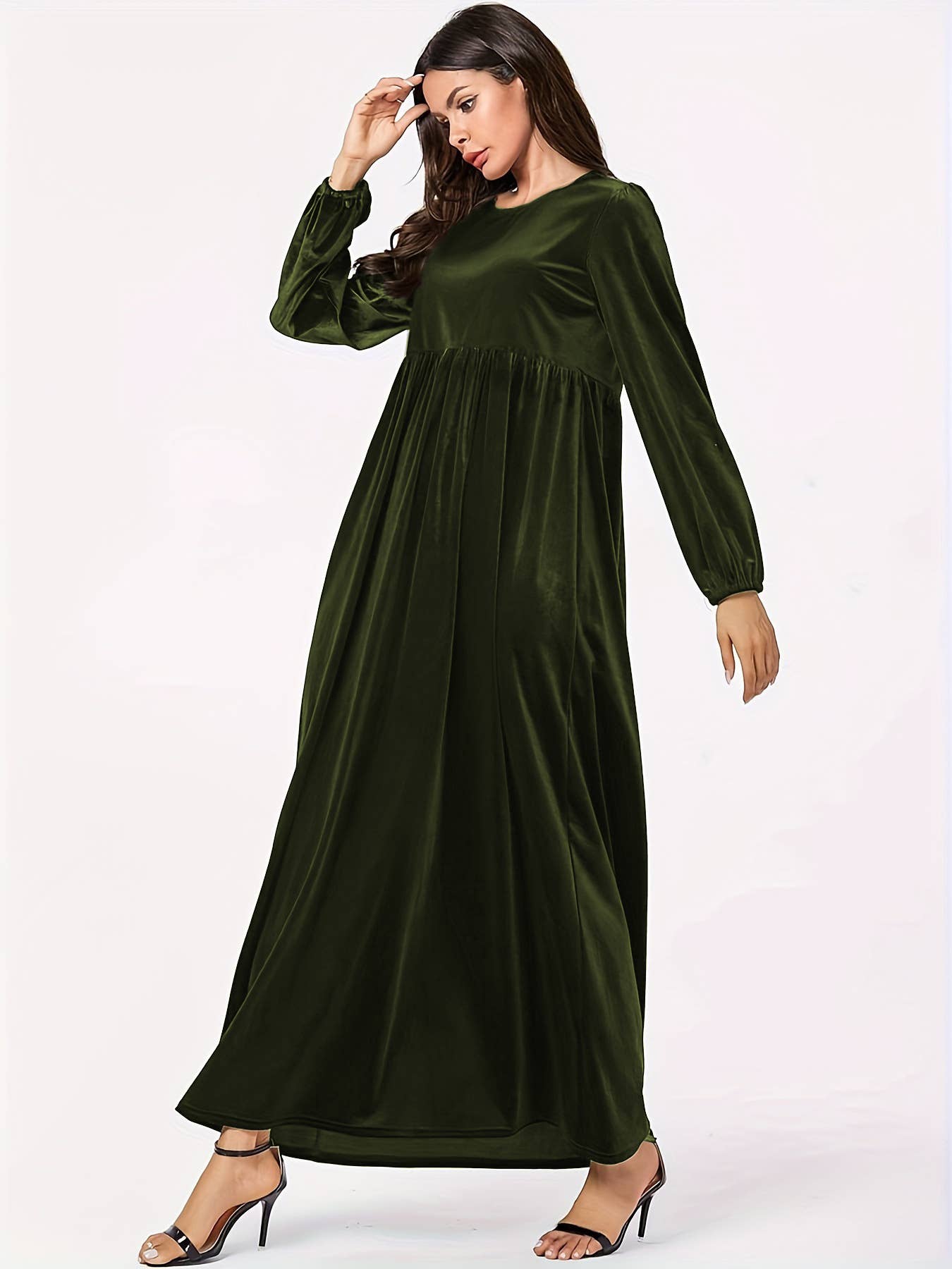 Fashionable round-neck velvet loose dress