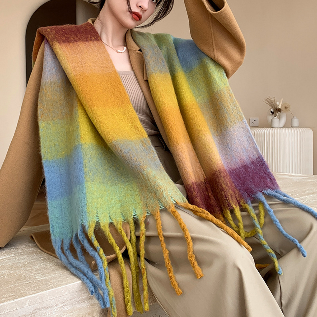 Plush AC Scarf ??Thick Soft Winter Wrap_CWASC2701