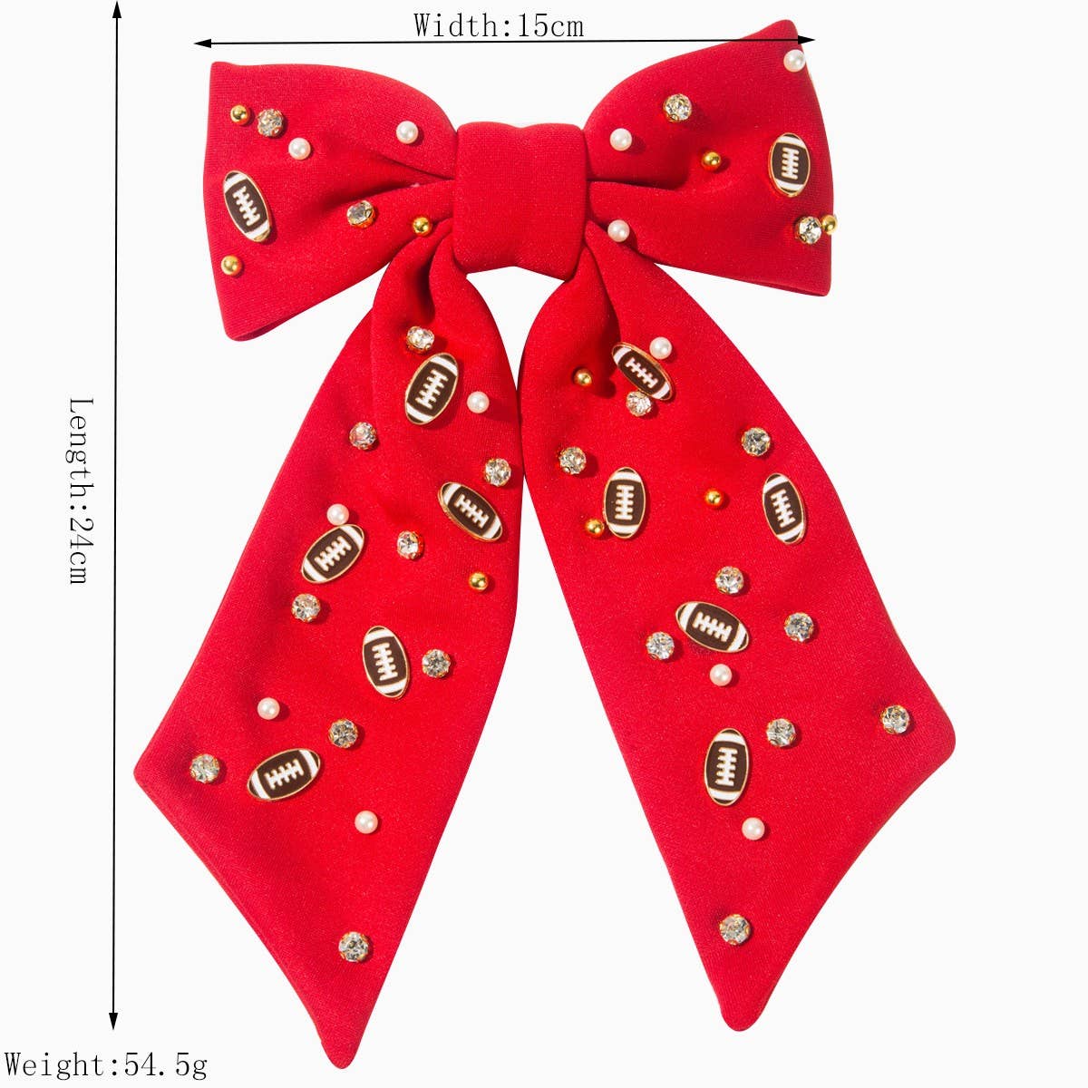 Bow Style Spring Hair Clip,Rhinestone & Rugby_CWAHA6189