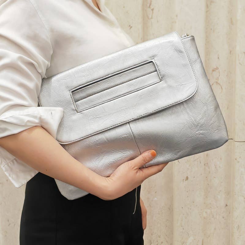 PU crossbody strap large-capacity clutch