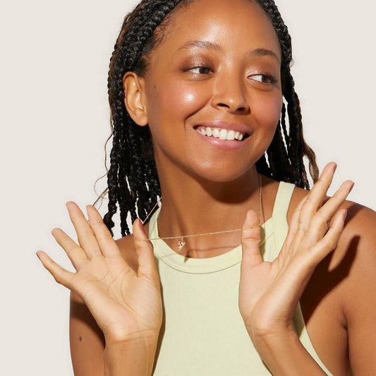 Personalized red zircon pizza necklace_CWMM5310