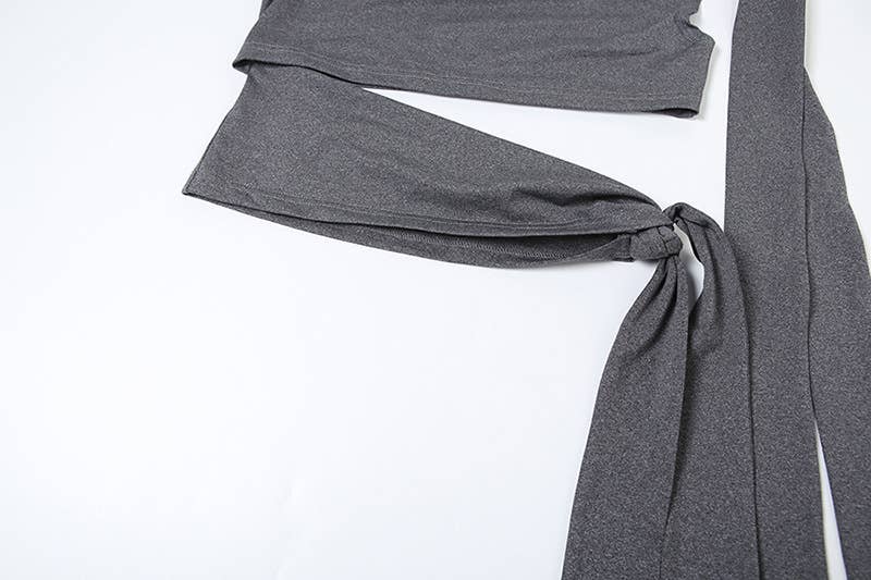 STRAPLESS STRAP WAIST SHORT SOLID COLOR TOP