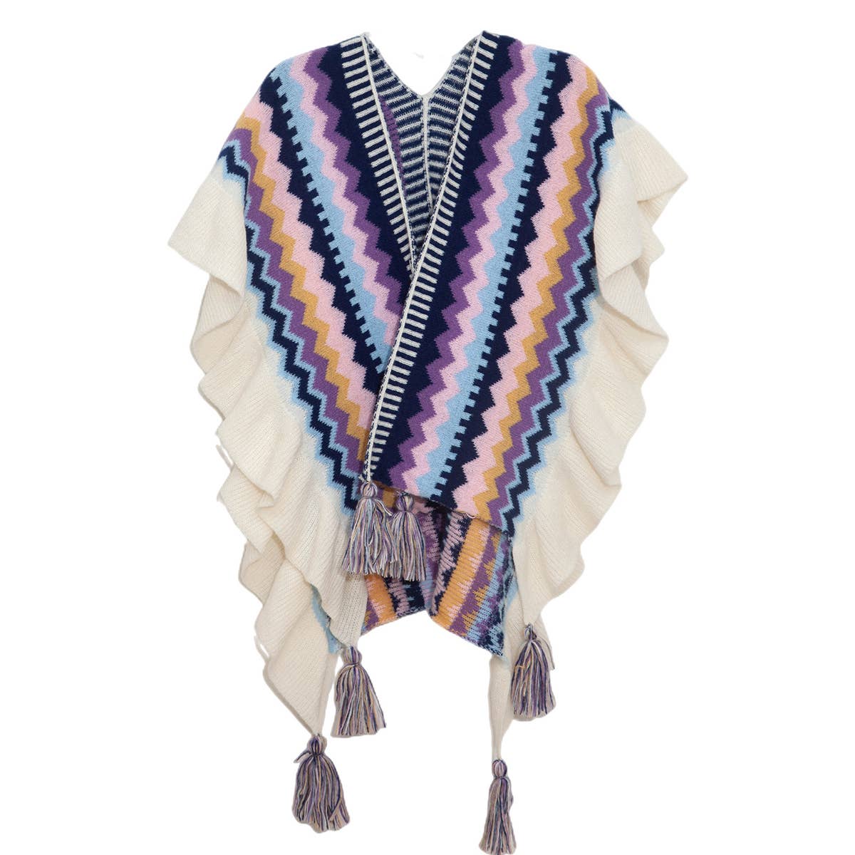 Knit Cape Shawl - Travel Wrap for Fall & Winter