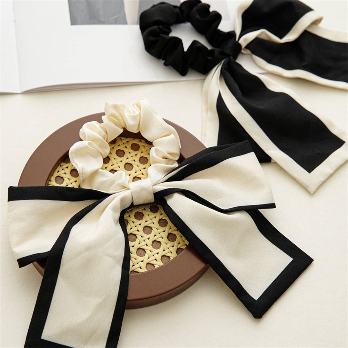 RETRO RIBBON BOW HAIR TIE_CWAHA0843