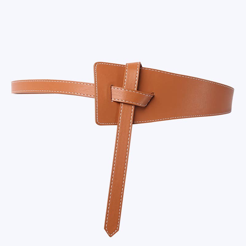 The knotted wide belt dress decorates the belt