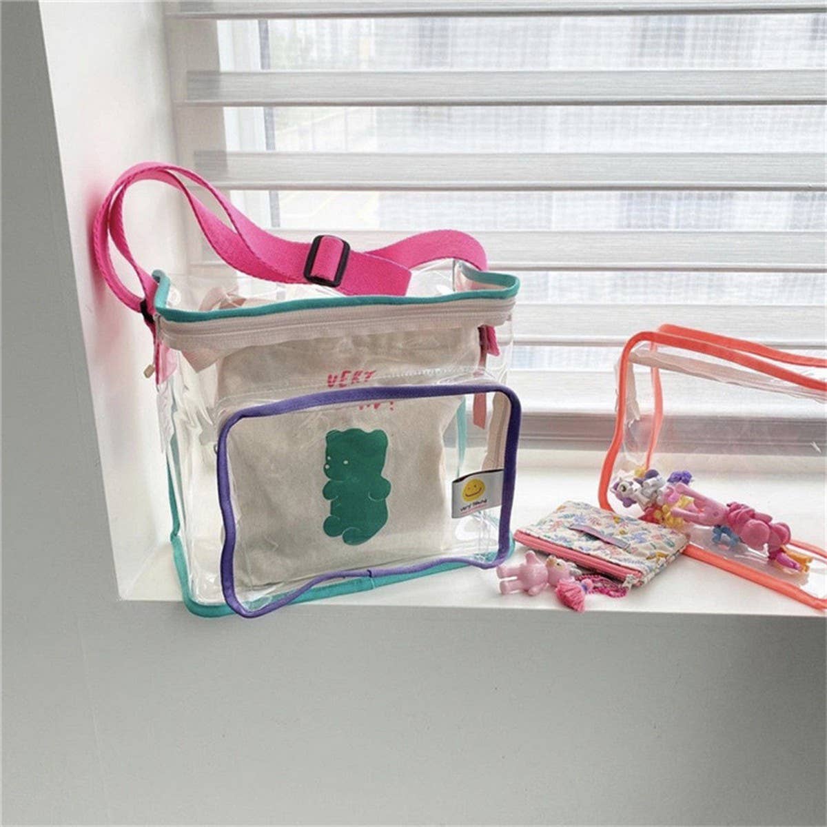 COLOR MATCHING TRANSPARENT BEACH BAG SHOULDER BAG_CWAB1921