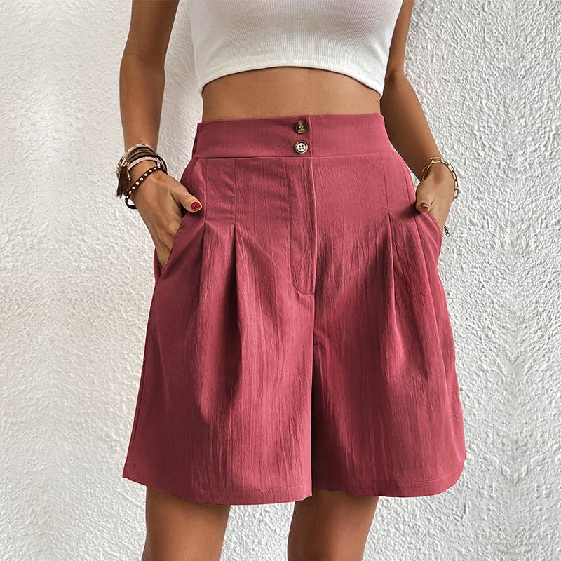 Elegant commuter high-waisted wide-leg shorts