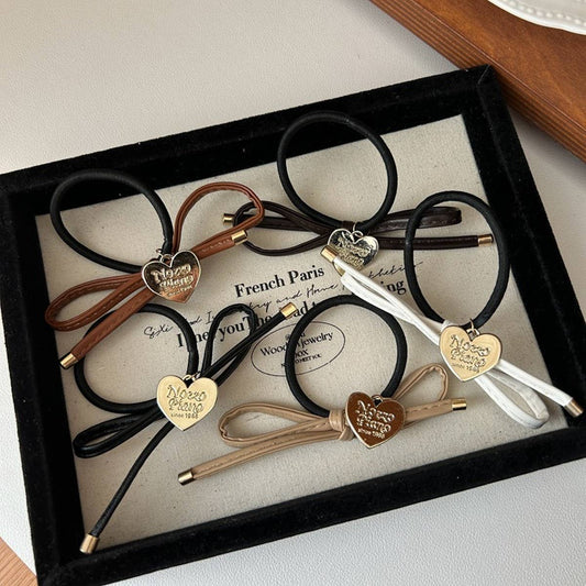 SIMPLE HEART BOW SWEET HAIR SCRUNCHIES_CWAHA2814