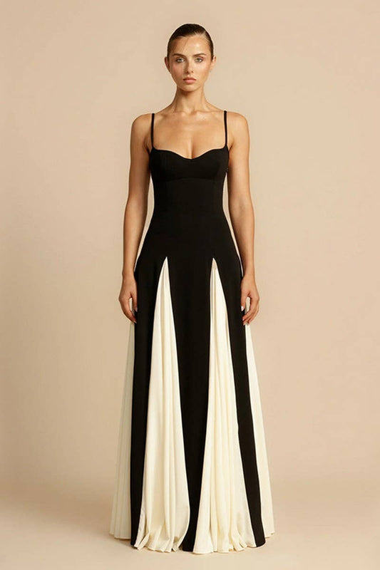 CWDMD5495_BACKLESS SPAGHETTI STRAP COLORBLOCK BODYCON DRESS