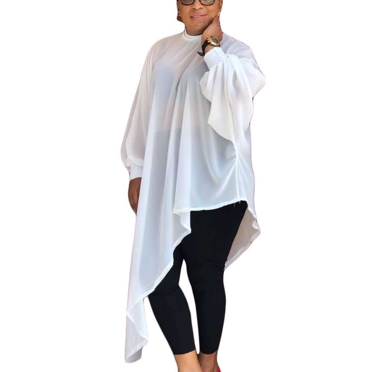 FASHION SOLID COLOR CHIFFON PLUS SIZE DRESS_CWDMD3682