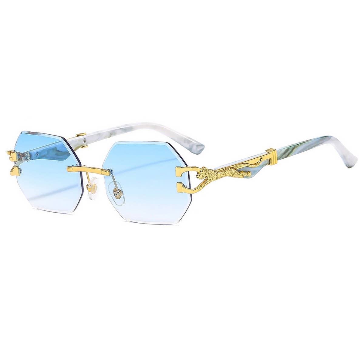 Leopard Head Rimless Cut Edge Sunglasses