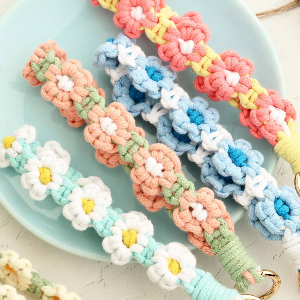 Daisy Wrist Strap Nordic Woven Keychain Pendant_CWAB5023