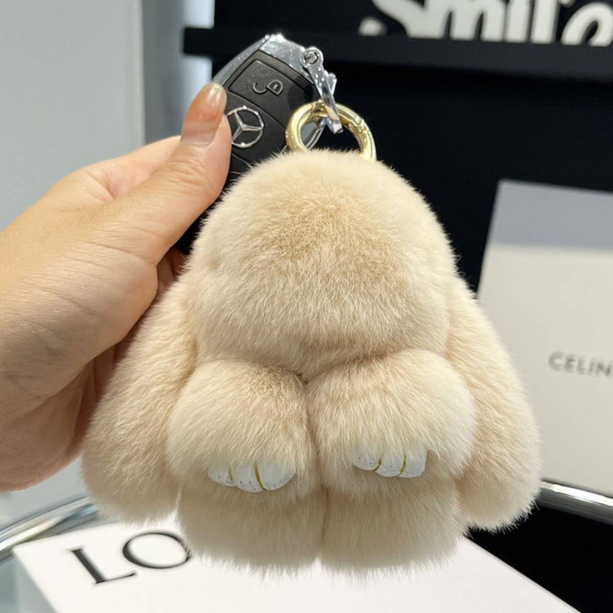 NEW MINI CUTE PLUSH BUNNY CAR KEYCHAIN PENDANT