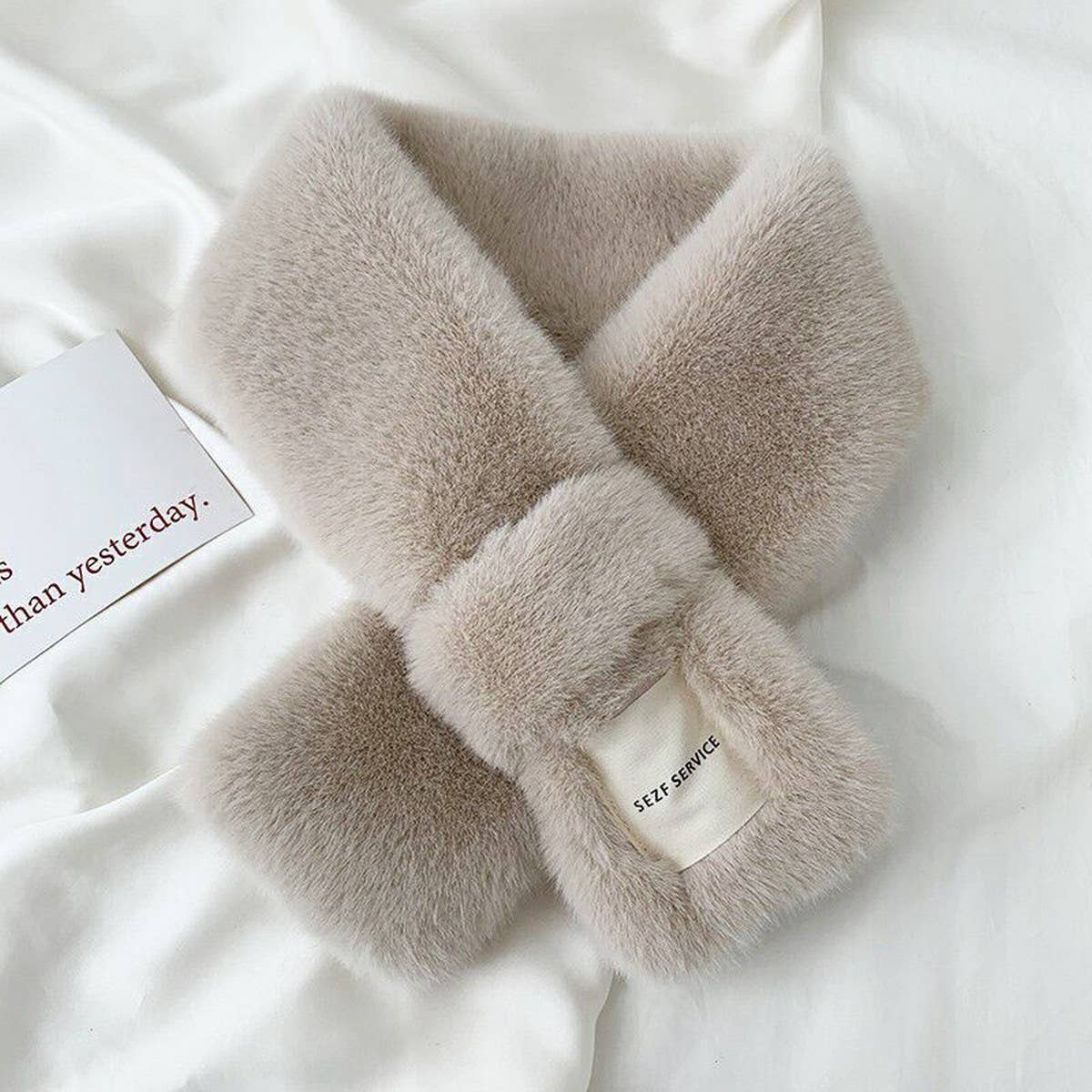 Faux Fur Scarf - Knit Winter Neck Wrap for Women