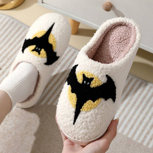 HALLOWEEN BATS PATTERN WARM COTTON SLIPPERS