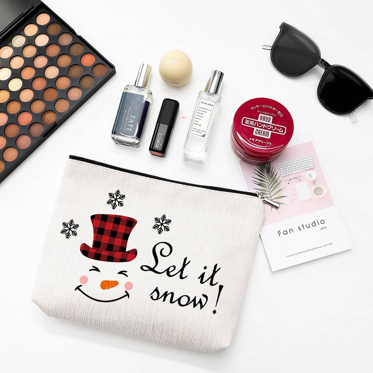 SIMPLE SNOWMAN TOILETRIES PRINTED COSMETIC BAG_CWAB1786