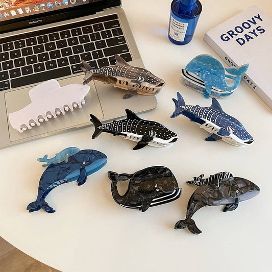 Ocean Animal Acetate Claw Clip ??Shark & Whale_CWAHA5703