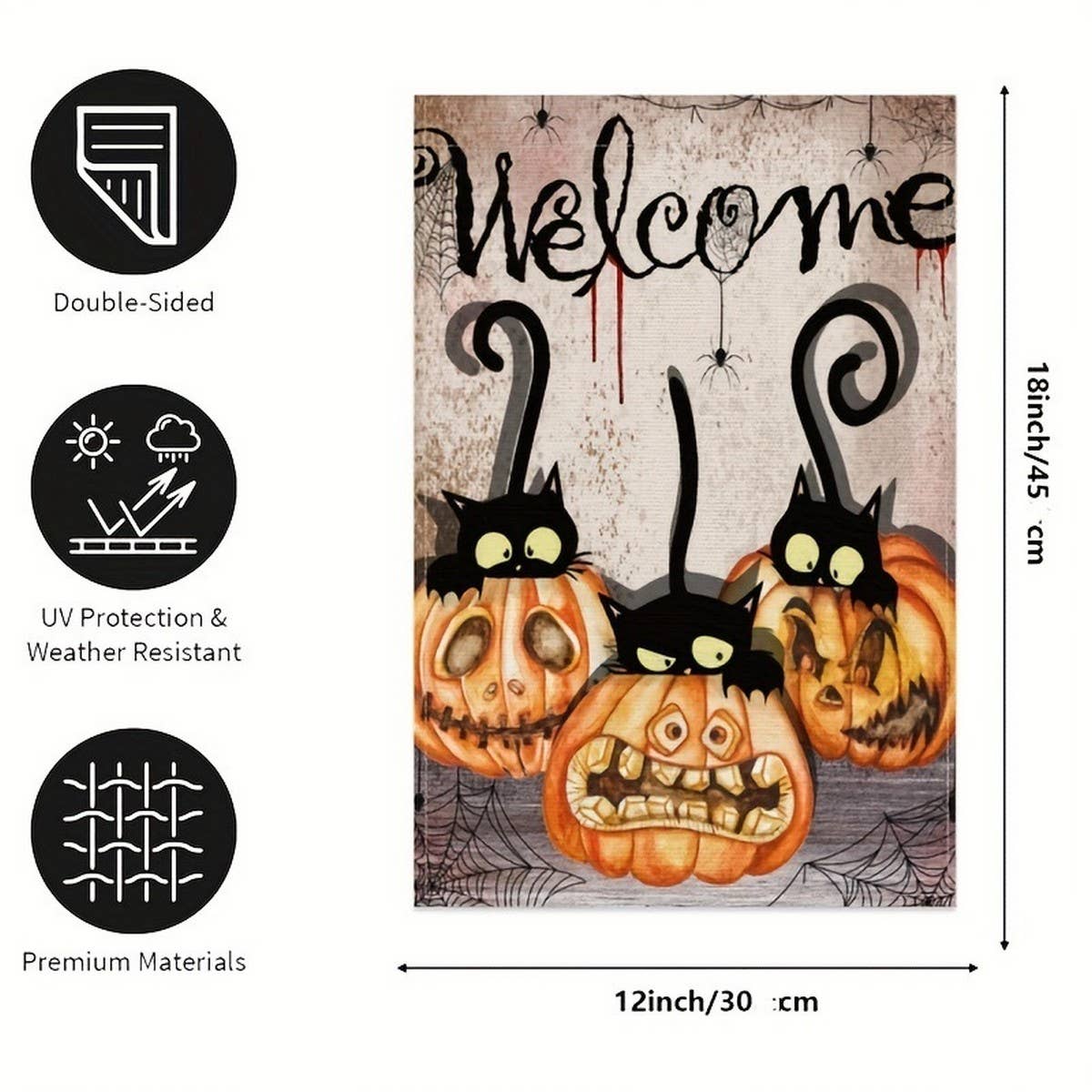 CWMM10255_HALLOWEEN GARDEN FLAG PUMPKIN GHOST DECOR