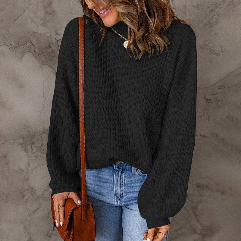 TURTLENECK SOLID COLOR PULLOVER SWEATER