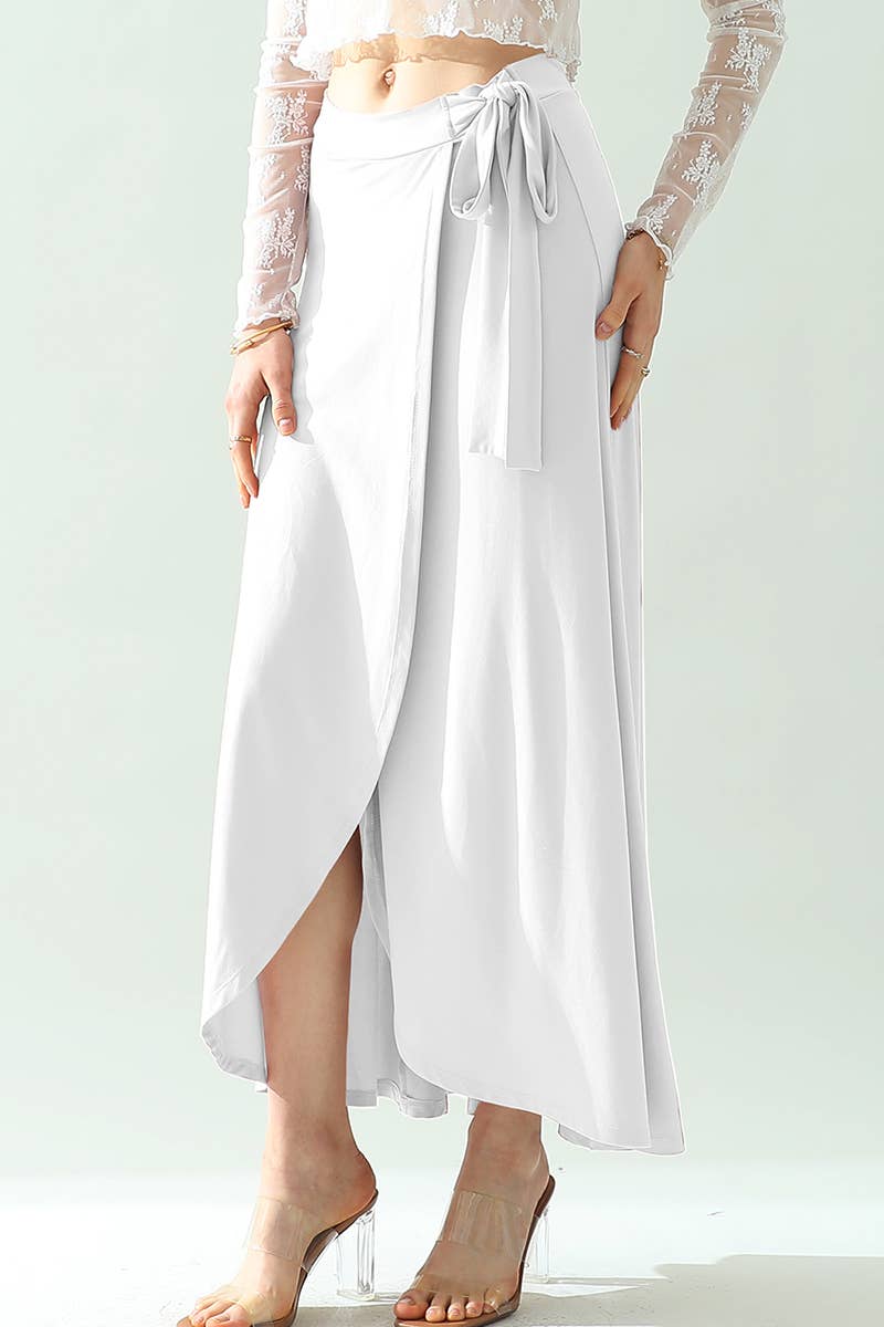 CWBLS117_High Waisted Maxi Wrap Skirts with Slit