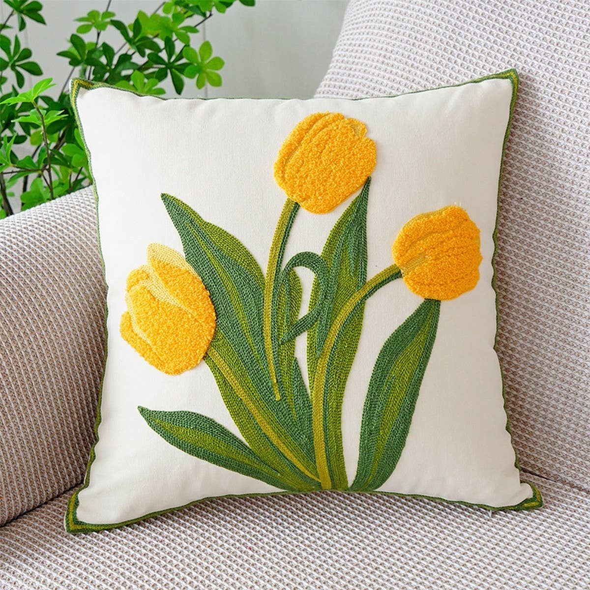 Tulip Pillow Cover Cute Sofa Bed Waist Cushion