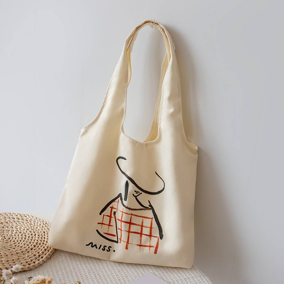 Summer Lazy Style Canvas Tote Bag for Students_CWAB5629