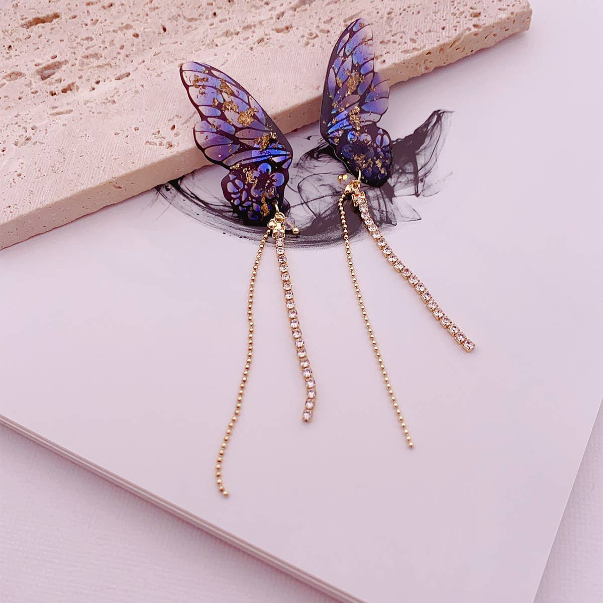 Personalized three-dimensional butterfly earrings