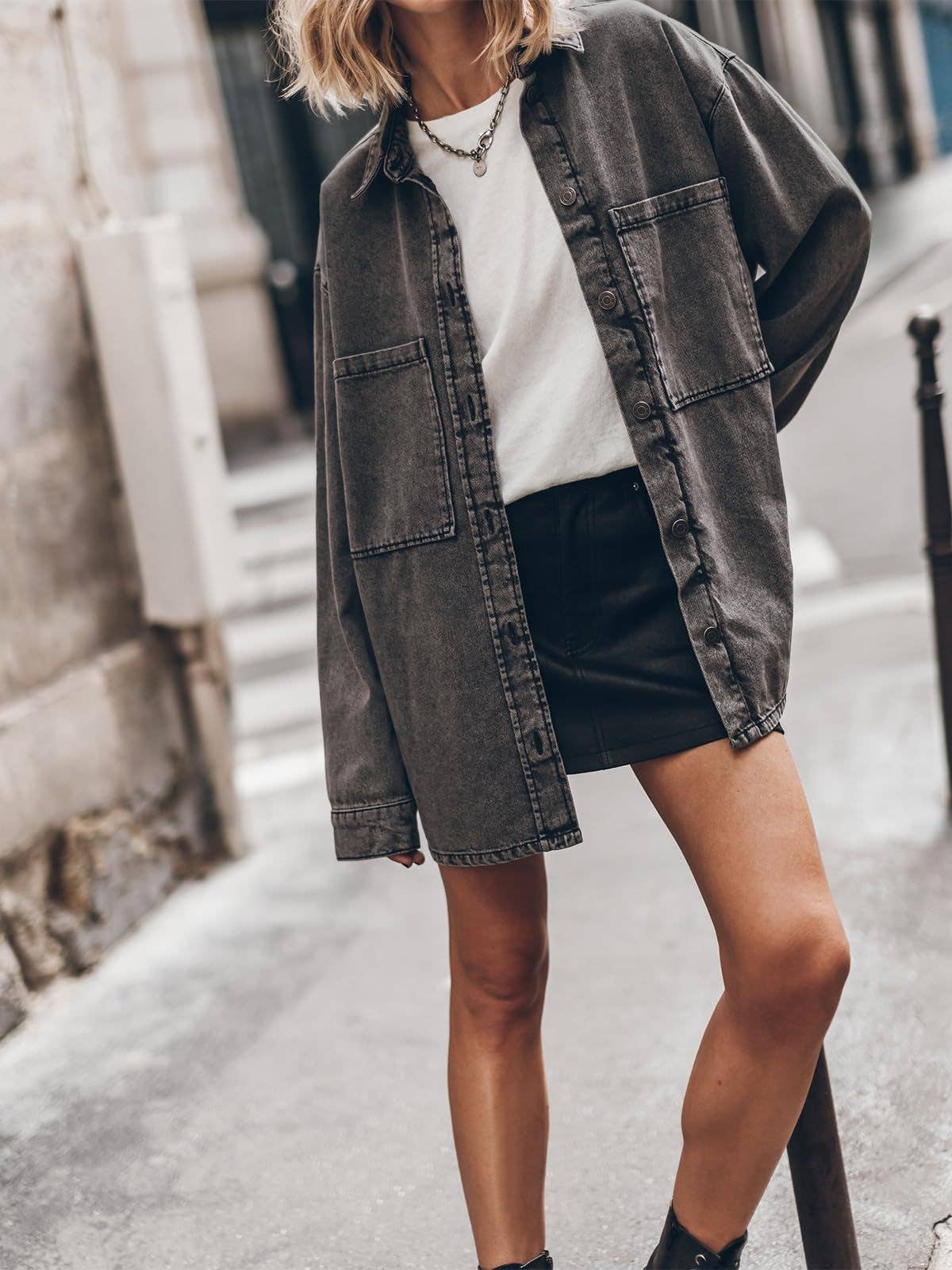 BAGGY CASUAL VINTAGE LONG-SLEEVED DENIM JACKET