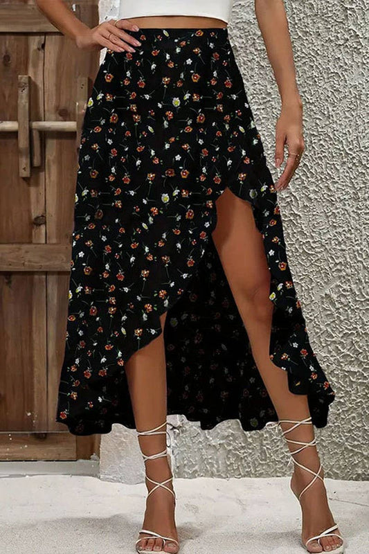 CWBLS0441_SUMMER ROMANTIC AND ELEGANT FLORAL IRREGULAR SKIRT