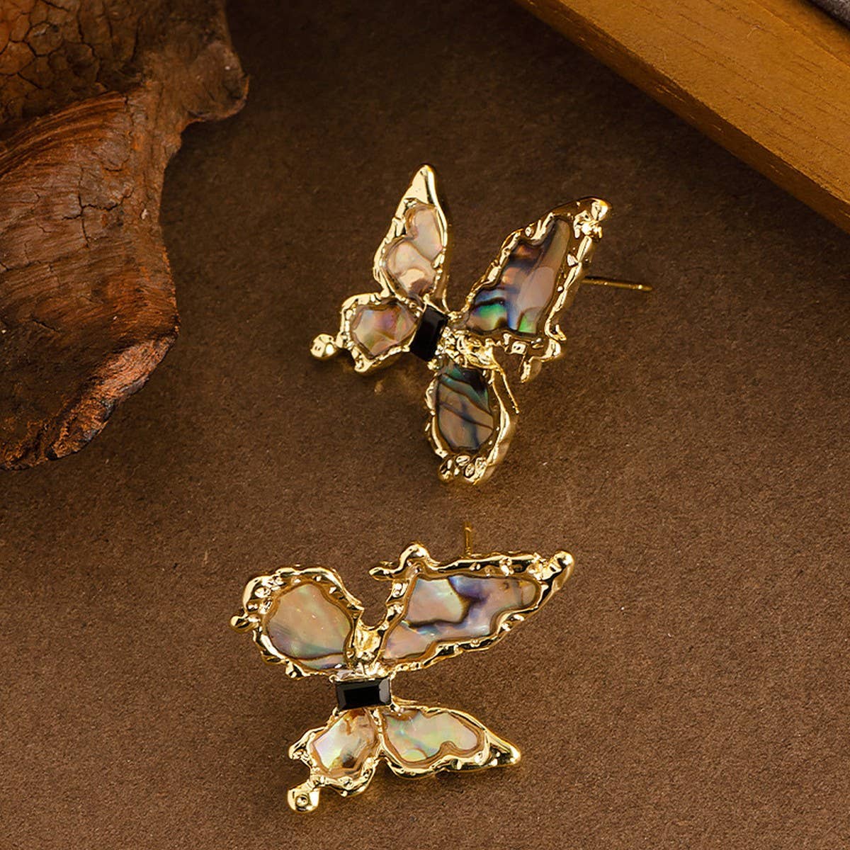COLORFUL ABALONE BUTTERFLY EARRINGS