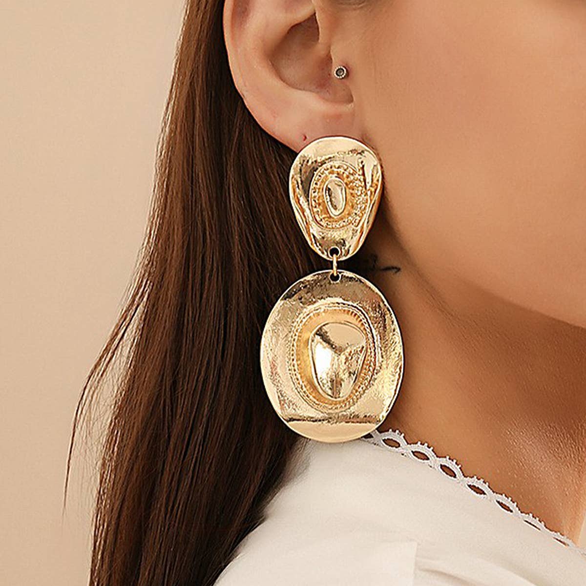 COWBOY STYLE HAT PENDANT EARRINGS