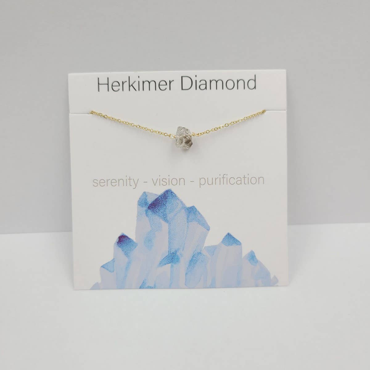 NATURAL CRYSTAL GRAVEL PENDANT NECKLACE WITH CARD