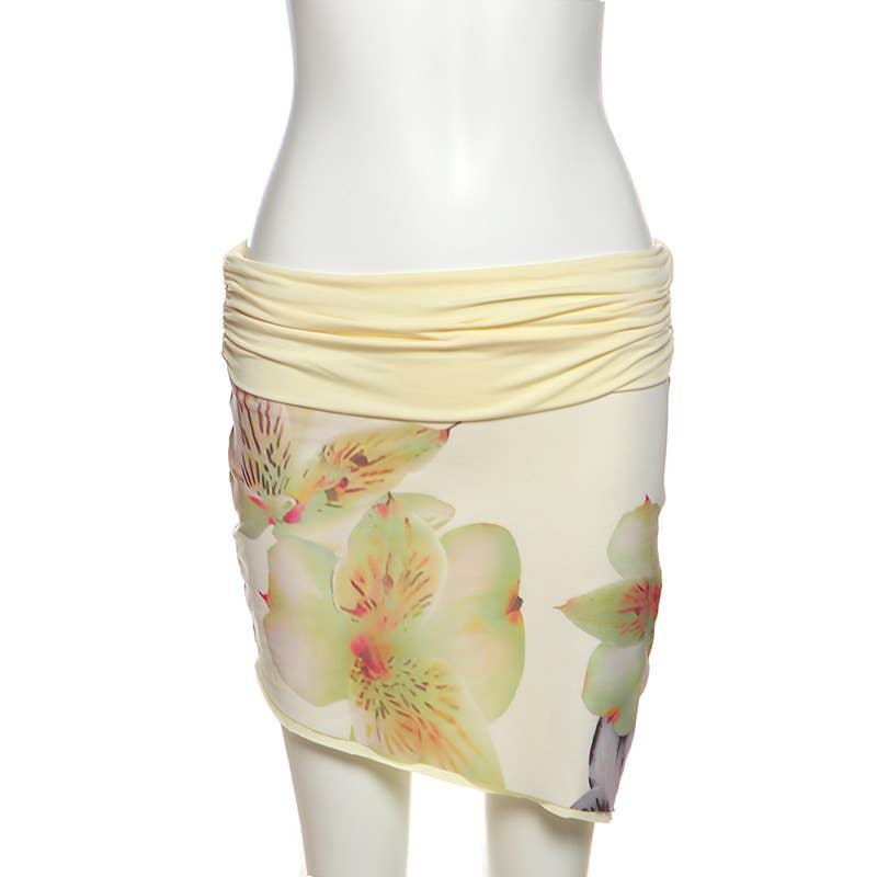 Sexy Halter Cowl Backless Top and Skirt Set