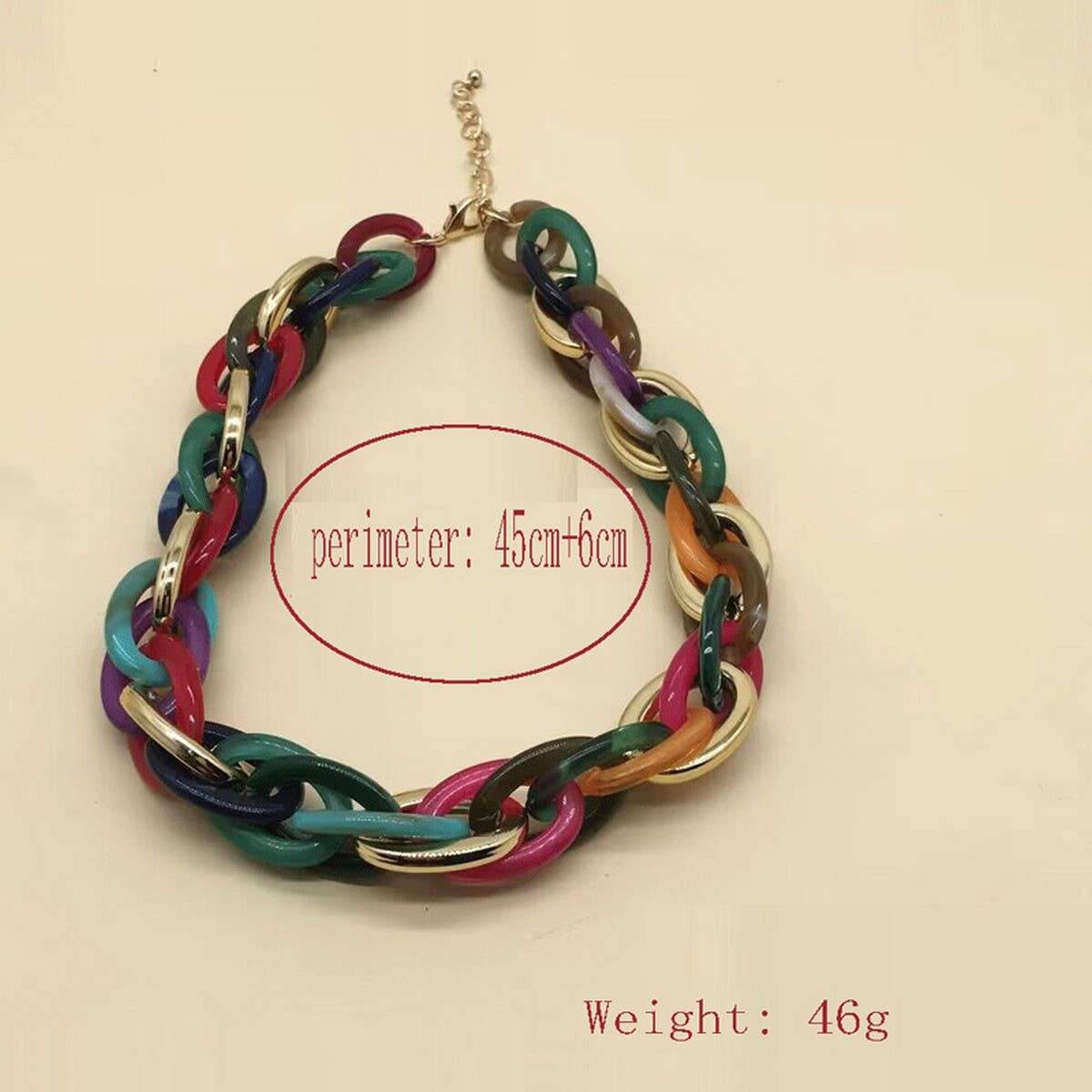 HIP HOP CLAVICLE CHAIN COLORFUL RESIN NECKLACE